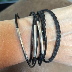 Black Braided Leather Wrap Bracelet
